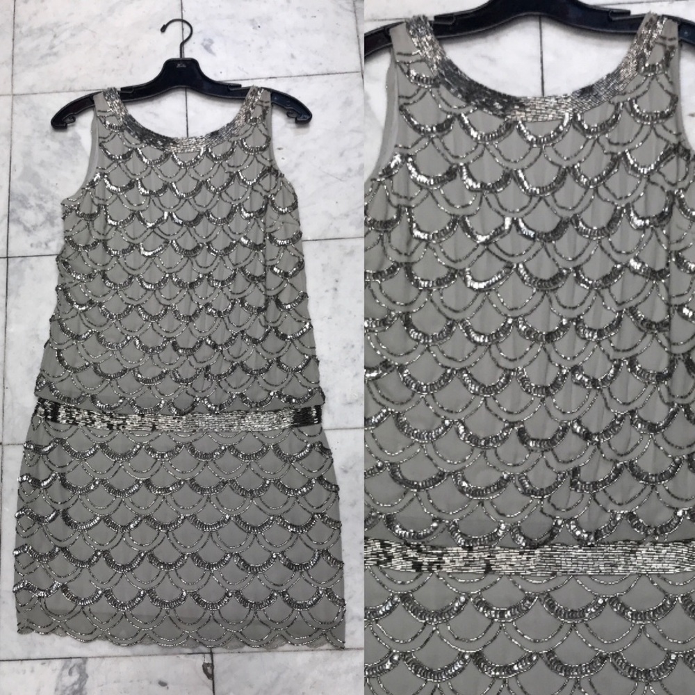 Adrianna Papell beaded scalloped sleeveless cocktail dress - Picture 6 of 13